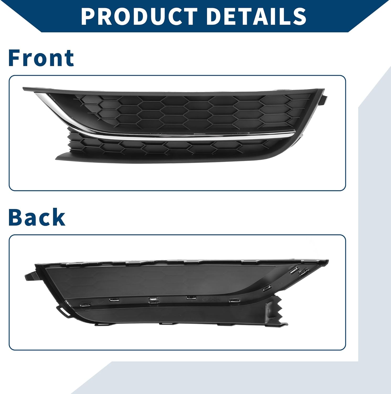 No.561853665E Fog Light Grill for Volkswagen Passat 2012-2015 Front Left Front Lower Bumper Fog Light Cover Inserts ABS 1 Pc Black Silver Tone - Image 6