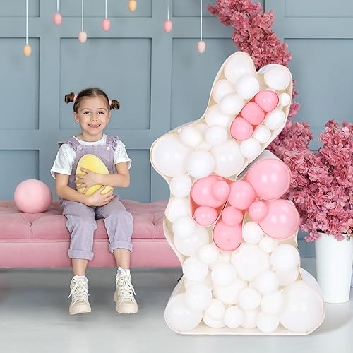 Miniatura 4 de JarThenaAMCS Marco de globo de conejo de Pascua, mosaico precortado en forma de conejo, kit de tablero de espuma con bonito telón de fondo para