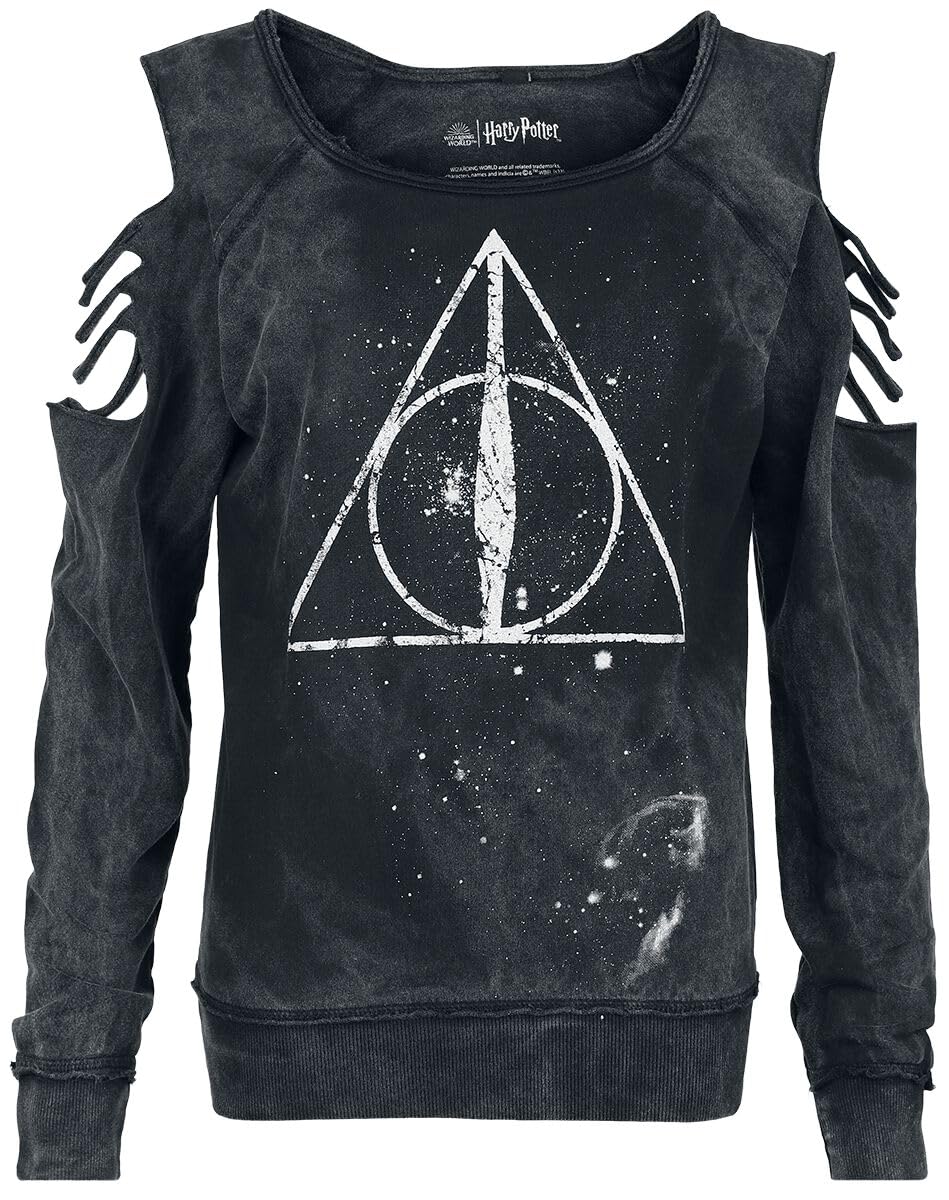 Harry Potter Deathly Hallows Mujer Sudadera Negro Regular