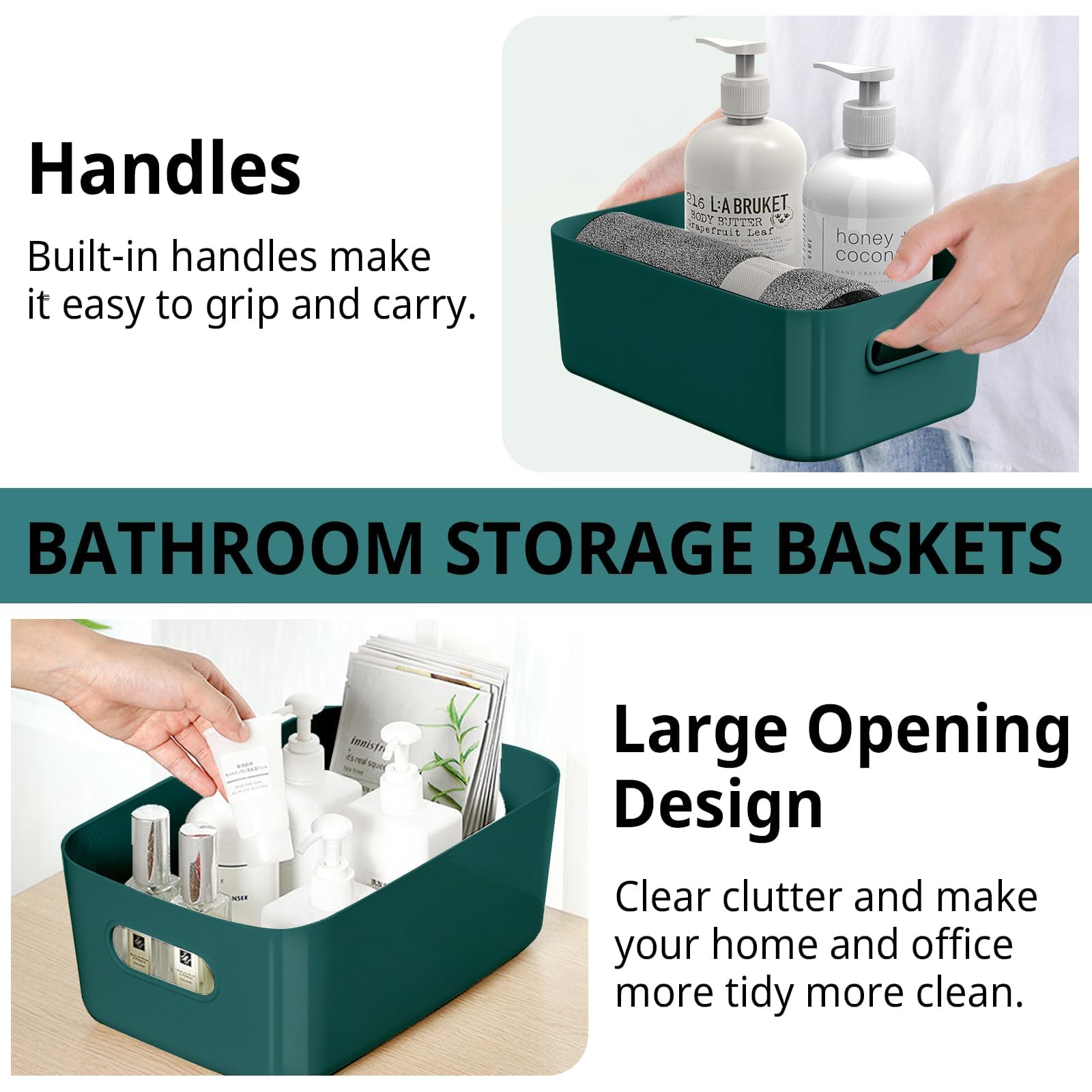 W&H 5 PCS Plastic Storage Boxes with Handle, Small Storage Baskets, Home & Kitchen Plastic Box - Image 3