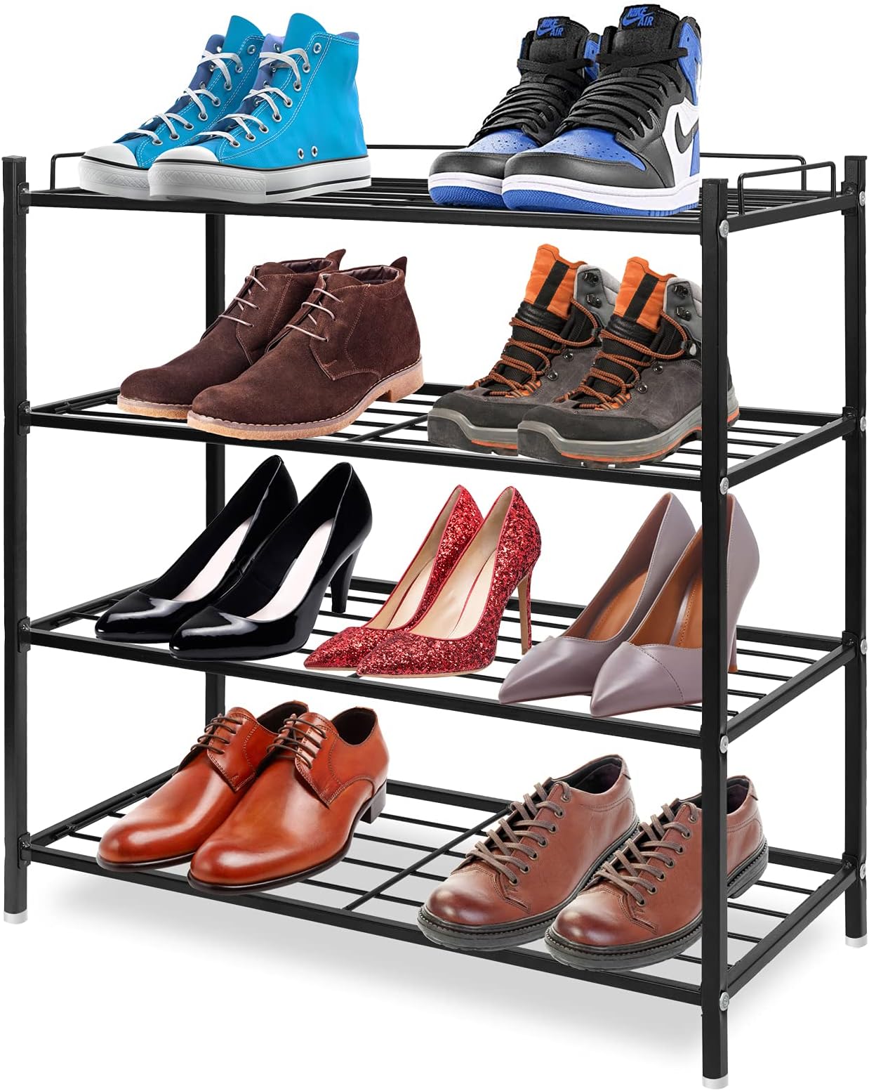 HOME BI Industrial Shoe Rack, 3Tier Metal Shoe Storage Organizer, Shoe