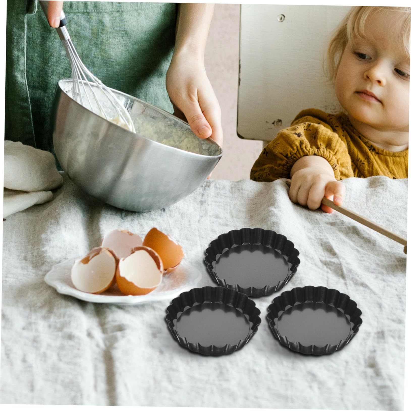 TOYANDONA Stampi per Crostata Mini in Acciaio al Carbonio 8 Pezzi Neri