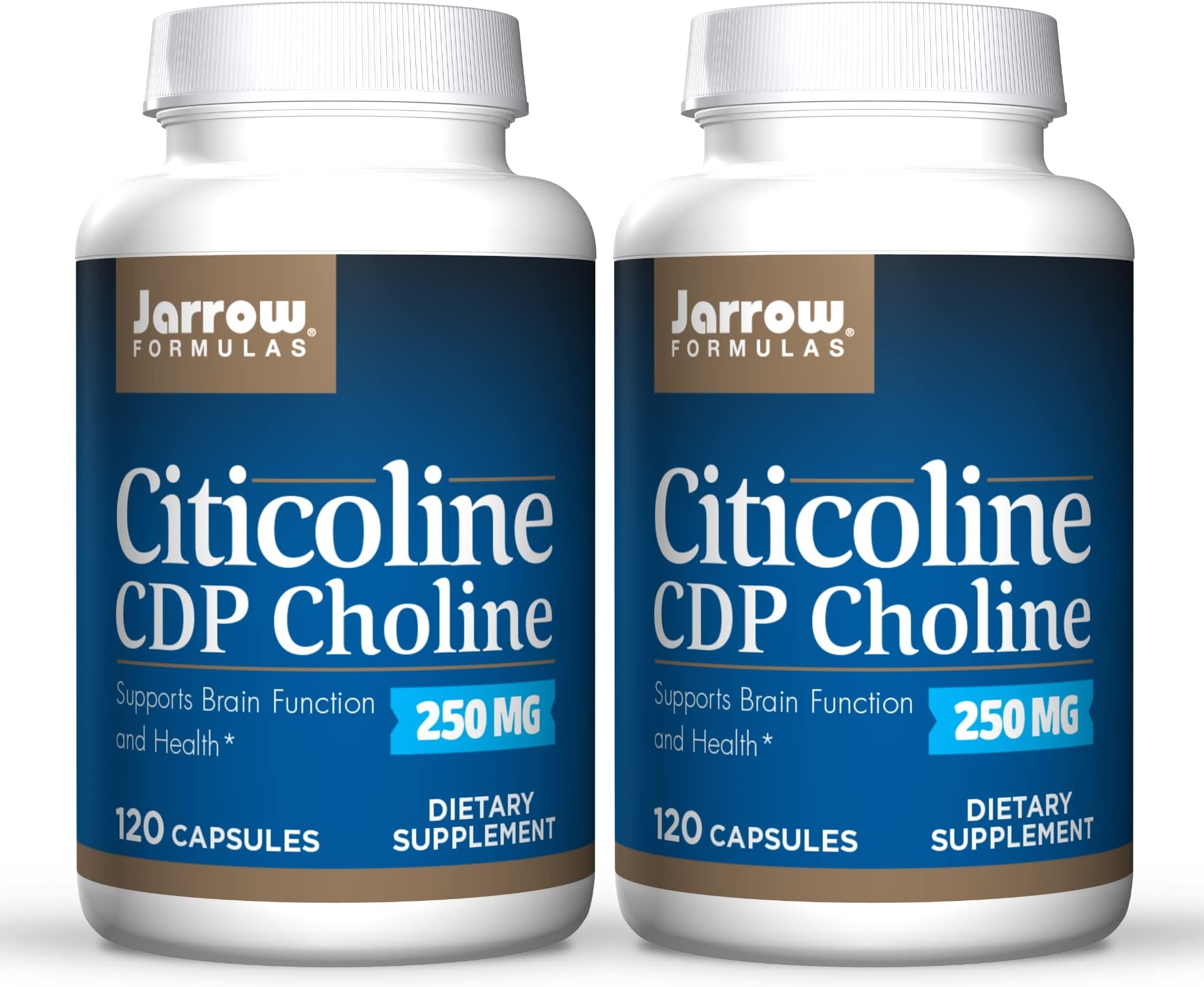 Jarrow Formulas Citicoline (CDP Choline) 250 mg - 120 Capsules, Pack of 2 - Supports Brain Health & Attention Performance - Up to 240 Total Servings
