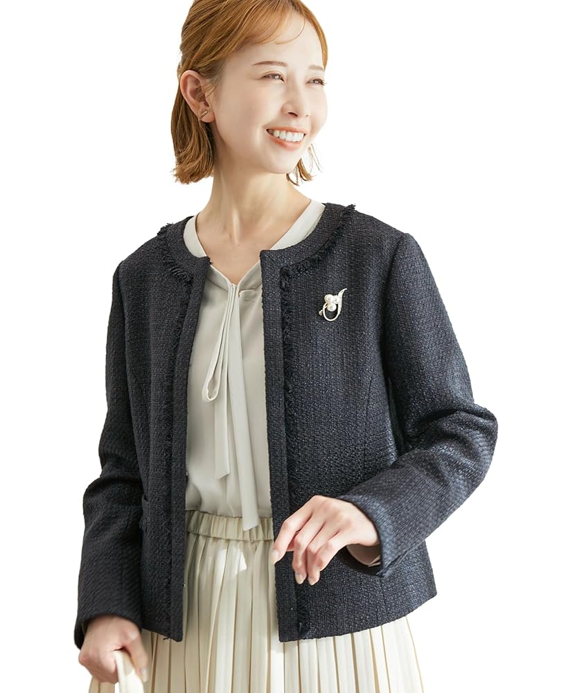 極美品　ロペピクニック　リボンテープツイードフリンジジャケット　サイズS ROPE' PICNIC ジャケット ノーカラージャケット リボンテープ