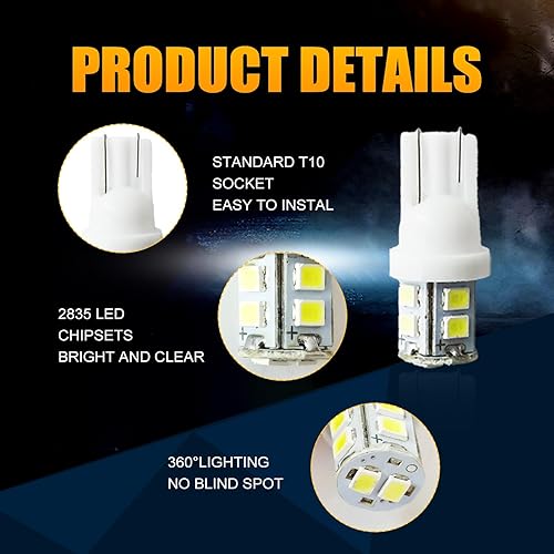 Miniatura 10 de Kit de combinación de bombillas LED para interior de coche, utilizado para el interior del maletero de la placa de matrícula del coche, fácil de