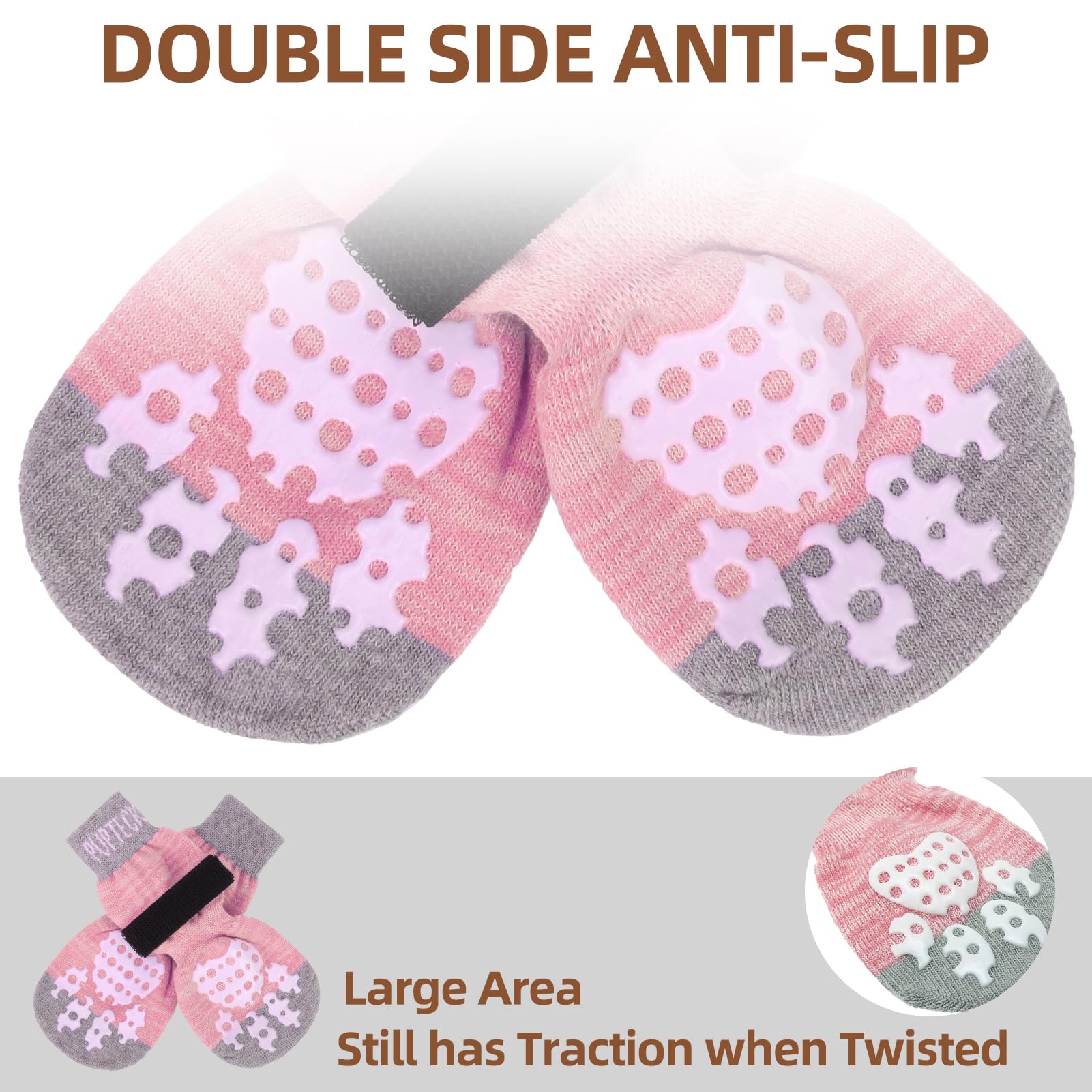 PUPTECK 2 works Anti-Slip Dog Socks Paws Stop Licking, Walking Boots for Injured Paws Hot Weather/Winter - Image 3
