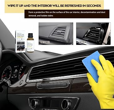 Car Plastic Restorer, Automotive Bumper & Trim Restorer Kit with Sponge Wipe, Plastic Scratch Remover for Car Interior & Exterior, Long-Lasting Crystal Coating Agent, Plastic Renovator for Car