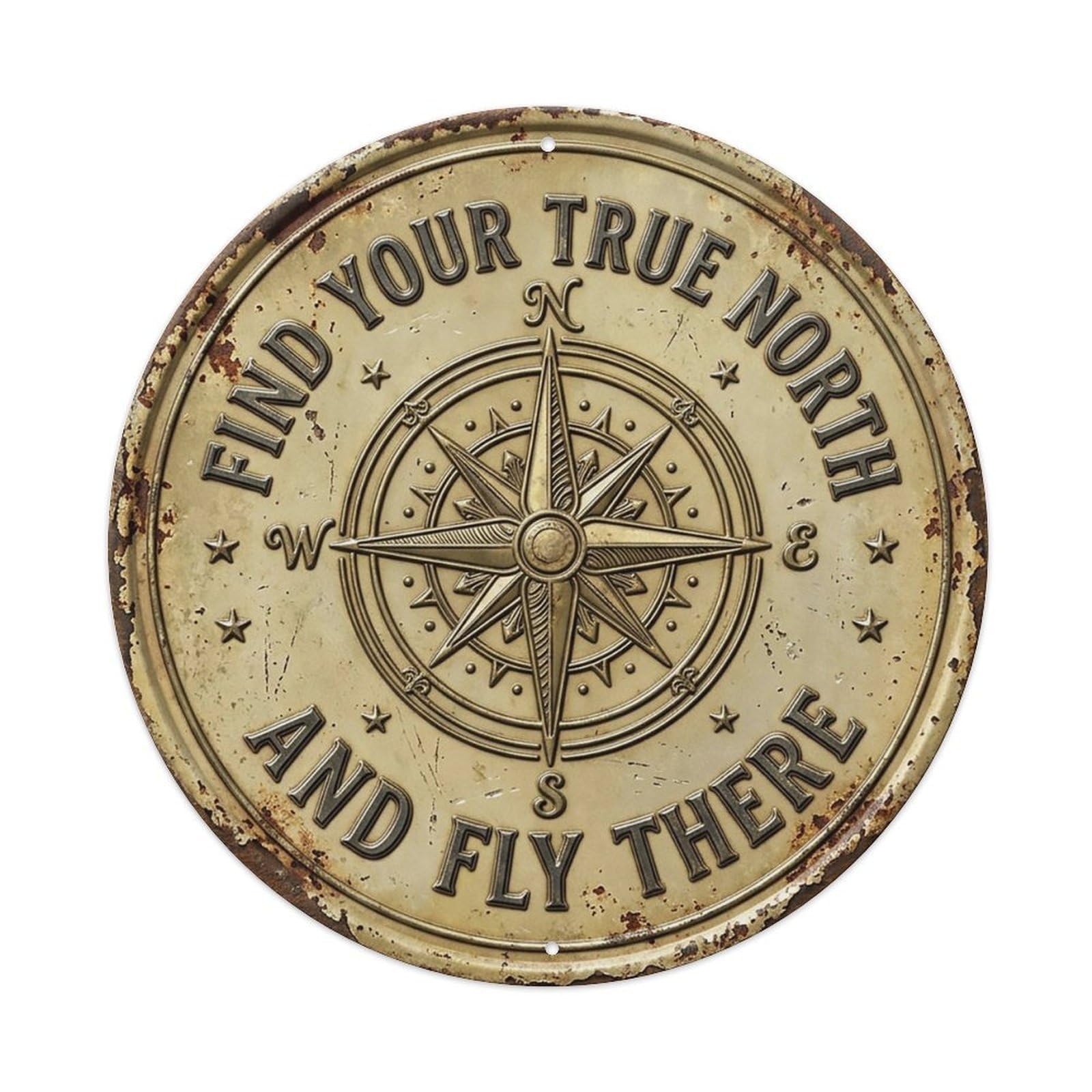 Compass Rose Navigate Study Metal Tin Sign