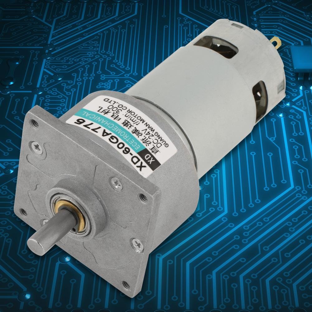 Akozon Motoriduttore DC12 V/24 V 35 W motore elettrico regolabile Mini DC Motoriduttore a velocità in metallo Grande coppia motore CW/CCW (24V 300rpm)