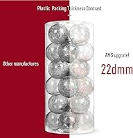 Vista 6 de AMS Adornos de bolas de Navidad transparentes de 24ct, 2.36''/60mm Bolas colgantes de Navidad inastillables, juego de esferas para árbol de Navidad