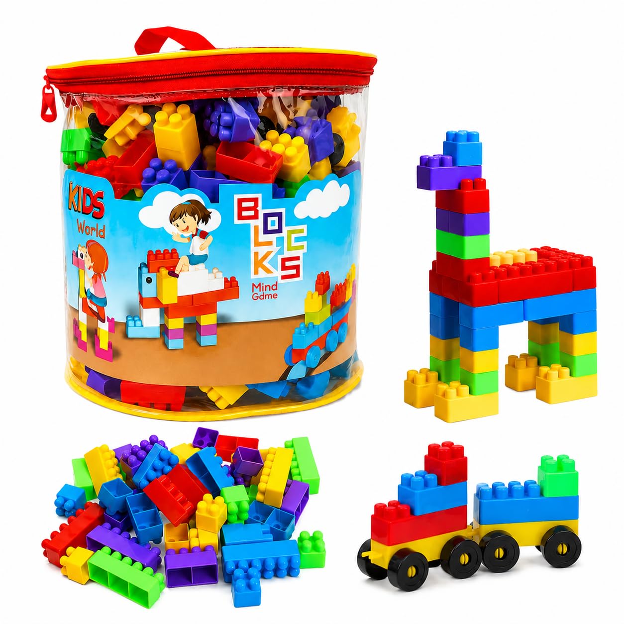 200 PCS Jumbo Building Blocks for Kids 3+ Years | Educational Construction Toy Set with Storage Bag | Colorful Creative Learning Blocks for Boys & Girls-image-23