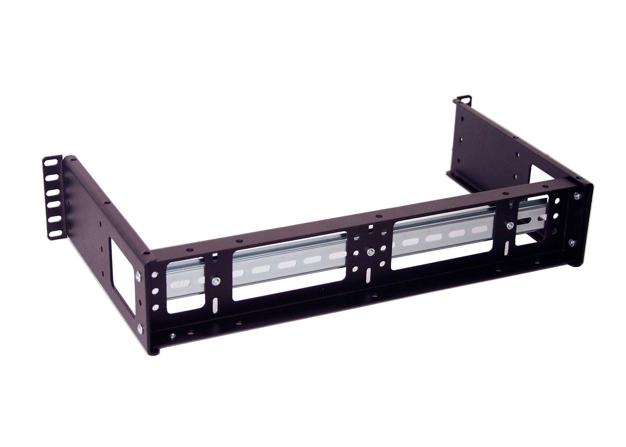 IRP1029D 2U Rackmount Adjustable Depth DIN Rail Panel for Industrial Standard EIA-310 19 inch 2-Post Relay Rack or 4-Post Rack Cabinet