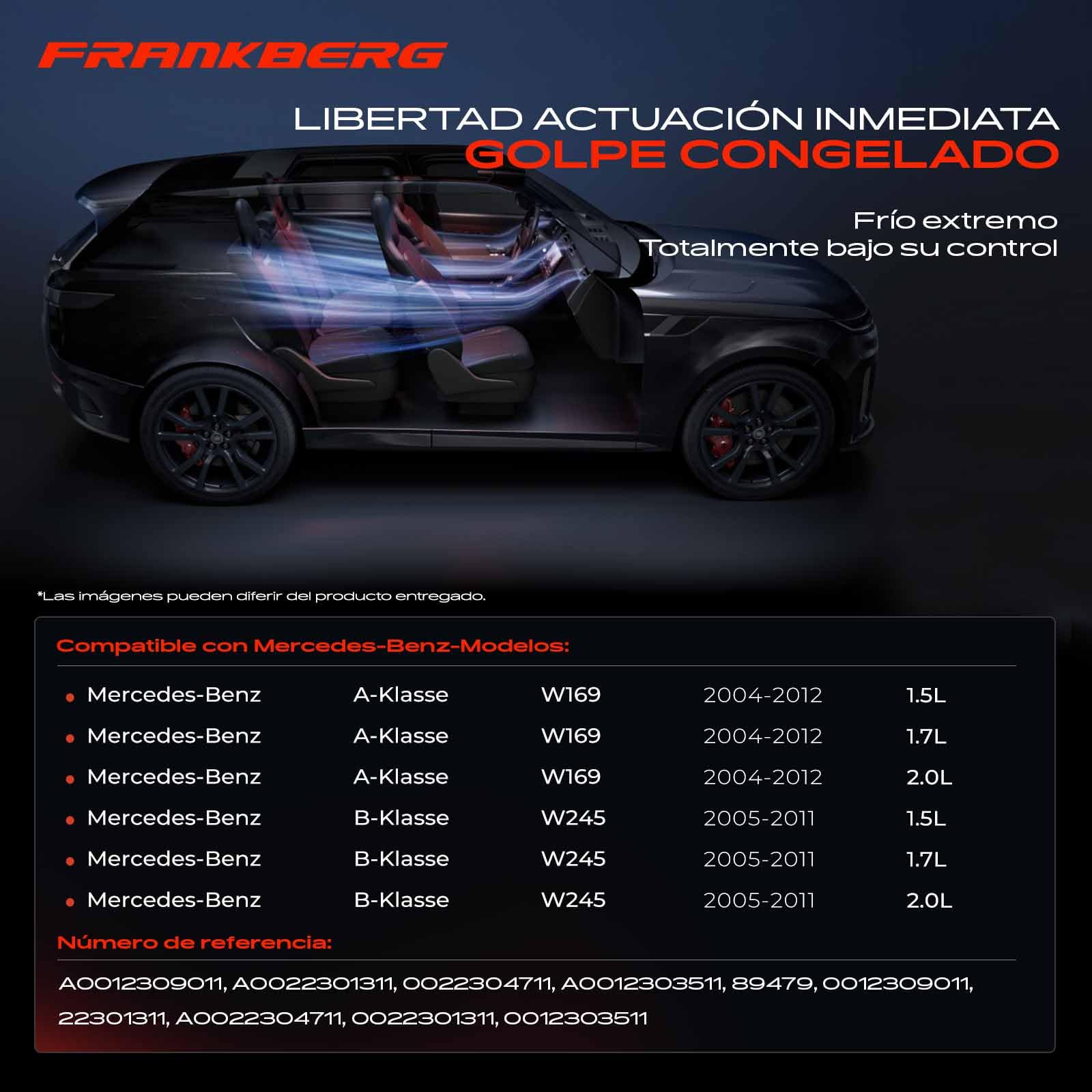 Frankberg Compresor aire acondicionado con embrague, gasolina 0012309011 | Compatible con: Clase B W245, Clase A W169