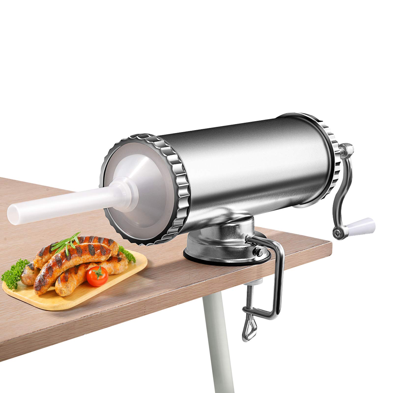 DREAMADE Poussoir à Viande Horizontal/Vertical, Machine à Saucisses Manuel avec 3 Tubes(15mm,19mm,22mm), pour Cuisine, Restaurant ou Cantine (Horizontal, 2,4 L)