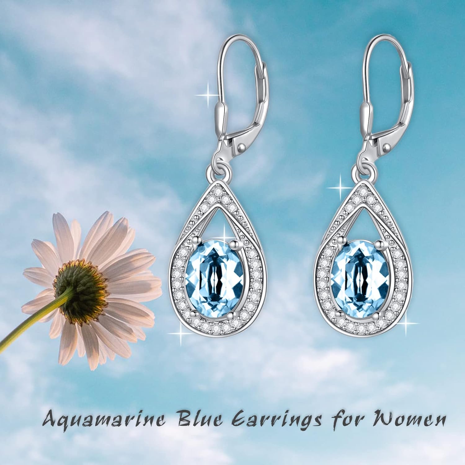 Teardrop Leverback Earrings 925 Sterling Silver Waterdrop Earrings with 8 * 6 mm Genuine or Simulated Birthstone Oval Crystal from Austria - Image 4