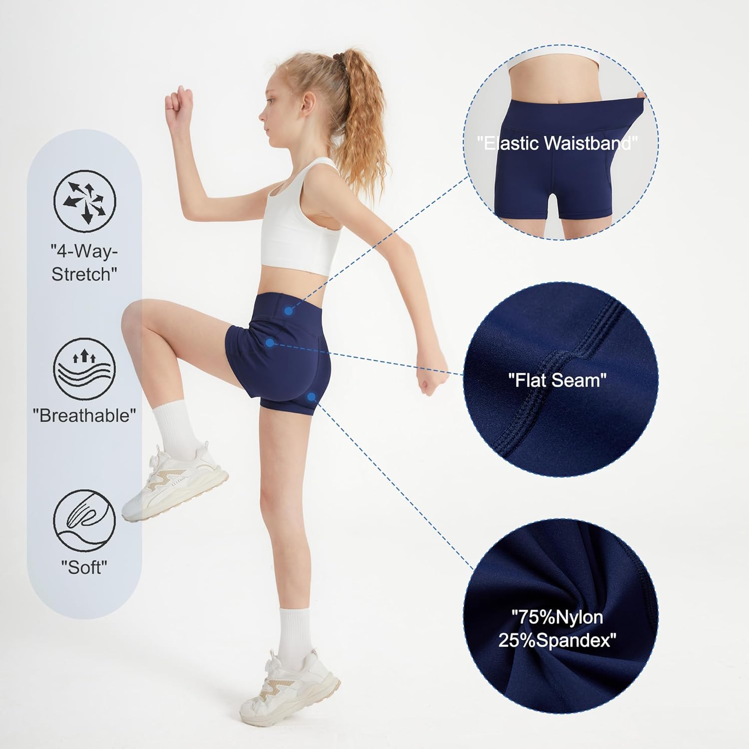 DIPUG Girls Volleyball Shorts 3 Pack with Pockets Kids High Waist Biker Shorts for Dance Yoga Cheer Gymnastics - Image 5