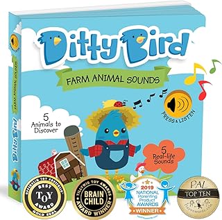 DITTY BIRD Farm Animals Sound Book for Babies | Animal Sound Book for Toddlers 1-3 | Interactive Baby Learning Toy | Books with Sound
