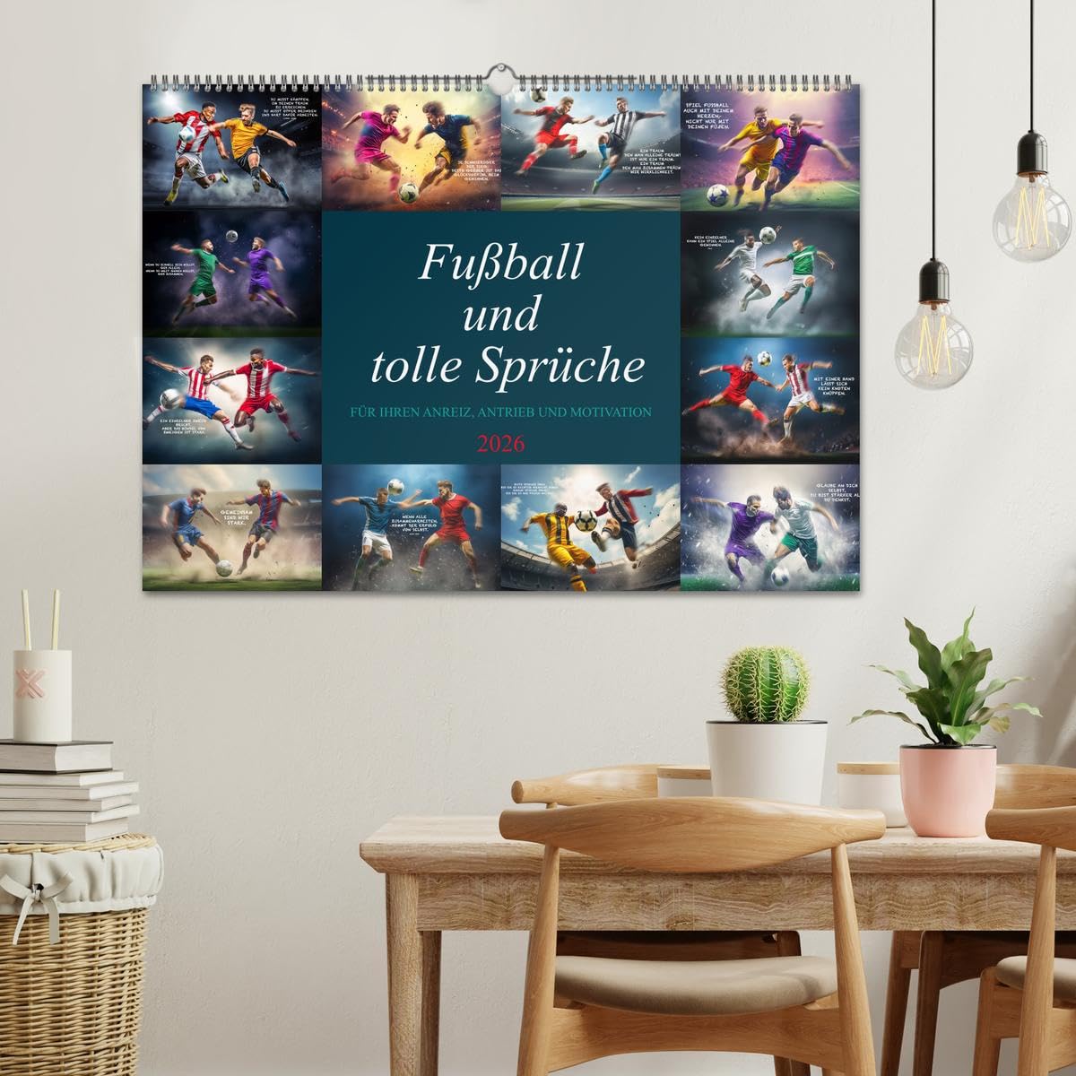 Fußball und tolle Sprüche (Wandkalender 2026 DIN A2 quer), CALVENDO Monatskalender: Das ist er, der ultimative farbenprächtige Fußballkalender mit ... zum Ansporn, Anreiz und zur Motivation.