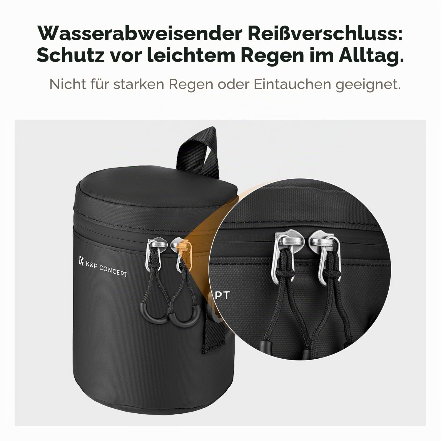 K&F Concept Objektivtasche, wasserdichte Reißverschluss Objektivbeutel, Stoßfeste Objektivköcher, Allround Objektiv Tasche Kamerabeutel für DSLR SLR-Objektiv Durchmesser und Höhe unter 8x14cm, M