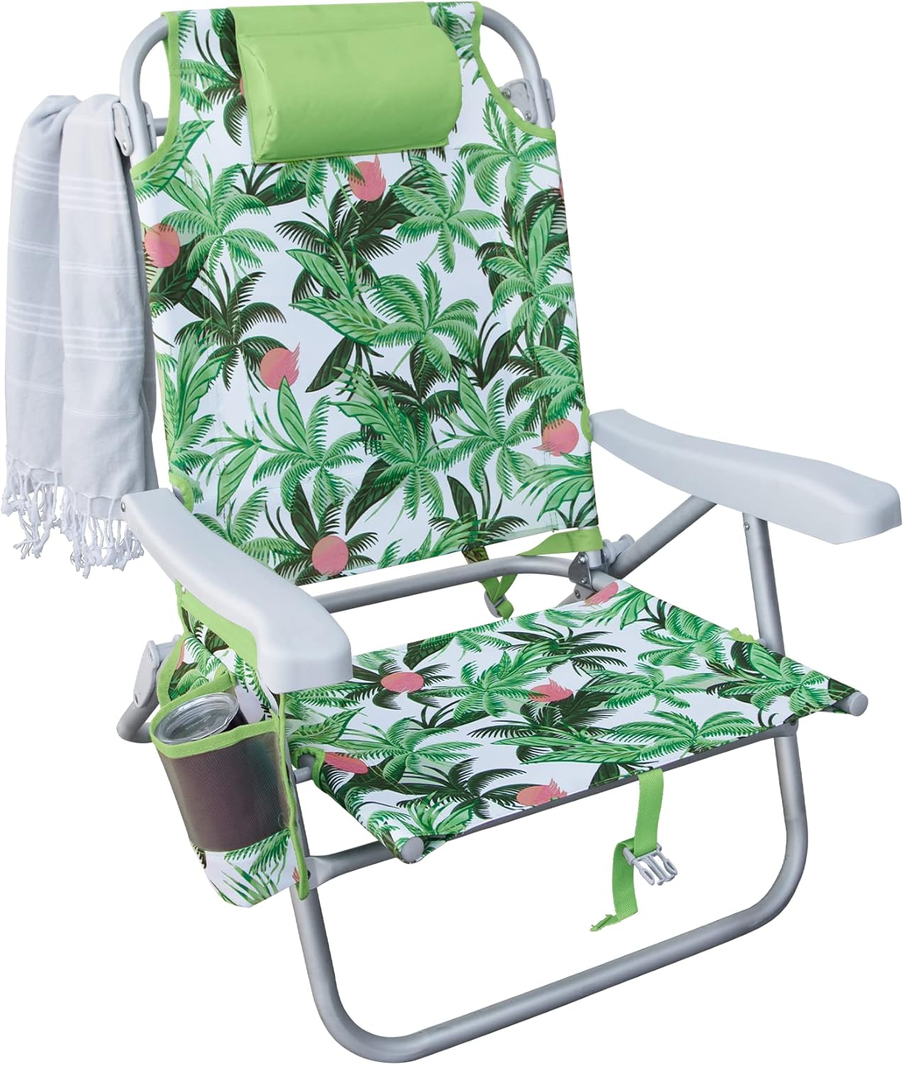 Hurley Deluxe Backpack Beach Chair, One Size, White