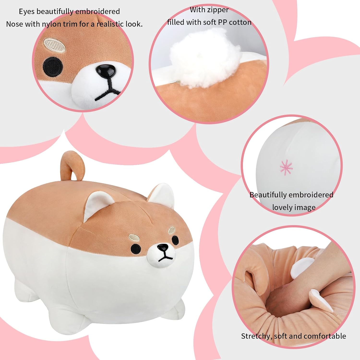 AFAN Shiba Inu Stuffed Animal Plush Kawaii Corgi Dog Plush Pillows Cute Soft Dog Plushies Gifts (Brown, 27.5 Inch)