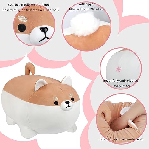 Vista 10 de AFAN Shiba Inu - Almohadas de peluche Kawaii de peluche para perro Corgi, lindo juguete de peluche suave, regalos para niños y niñas