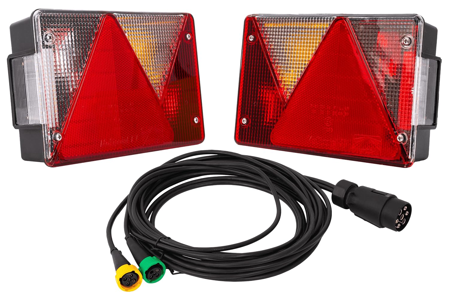 ASPÖCK MULTIPOINT IV Kit de Luces Traseras Seis Funciones para Remolque con Arnés Eléctrico MANTES de 5m Enchufe 7 Pines Conectores Bayoneta 12V 200x136x56mm