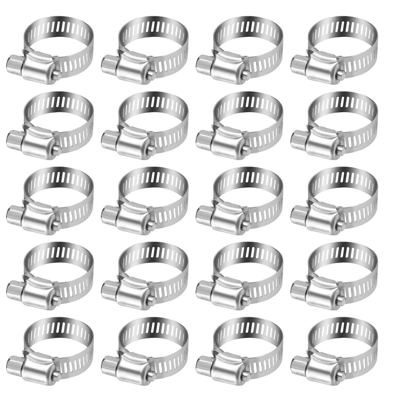 Hose Clips Set 10PCS Adjustable Stainless Steel Jubilee Clips with Non-Slip Screw 13-19mm Sturdy Anti-Rust Worm Gear Clamps Kit for Home Office Room Securing Connection Gas Flexible Hose Pipe Tubes