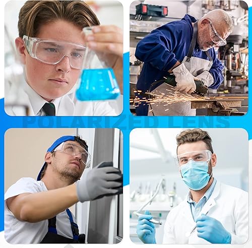 Miniatura 5 de WFEANG Gafas de seguridad transparentes a granel, gafas protectoras ligeras para hombres y mujeres, resistentes a impactos y arañazos, para usar