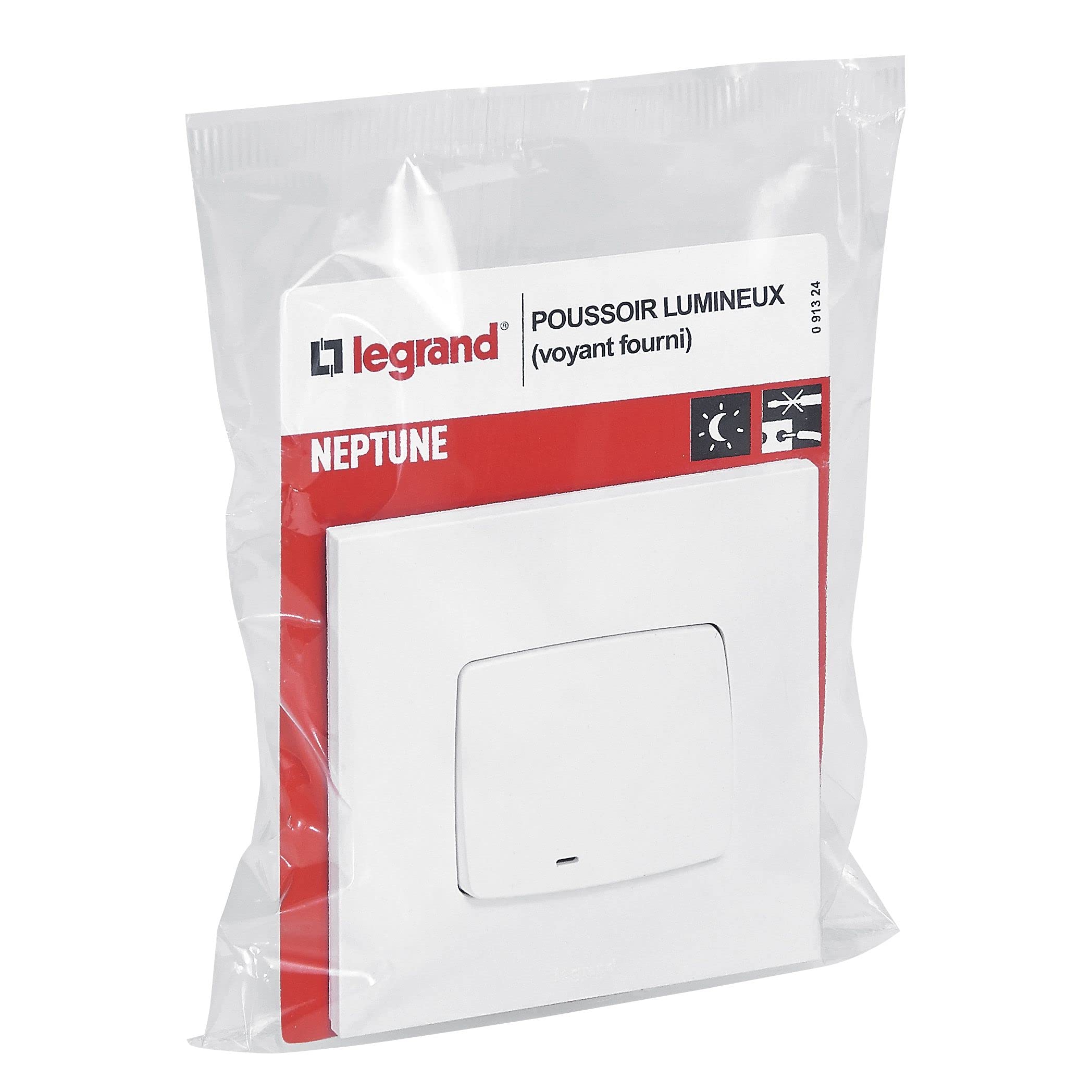 Interrupteur Poussoir Lumineux Legrand Neptune - Voyant Intégré, 16A 220V, Beige