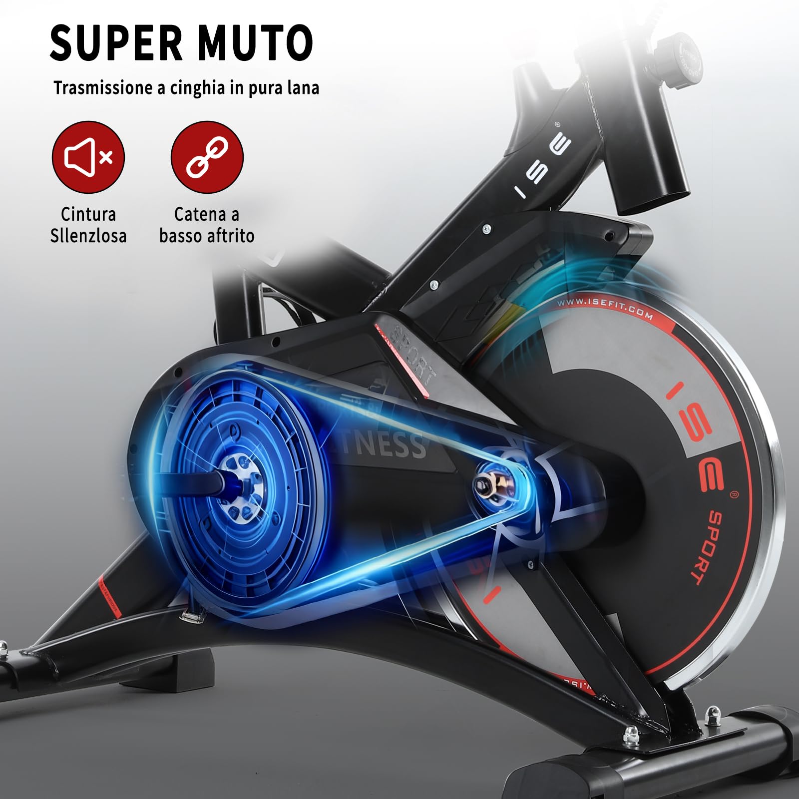 ISE Cyclette da Casa con Resistenza Regolabile, Cyclette per Casa Professionale con Schermo LCD Supporto per Smartphone Exercise Bike per Palestra a Casa