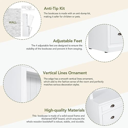 Miniatura 57 de LUMISOL Armario de despensa de cocina de granja de 67 pulgadas de alto, armario de bar de cocina con 4 puertas, 1 cajón y estantes de almacenamiento