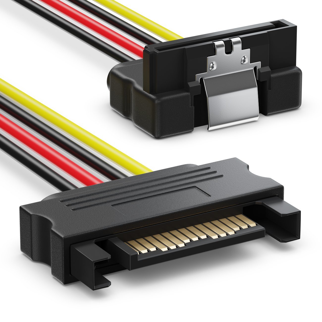 deleyCON 0,15m zasilacz S-ATA Adapter Y - 1x gniazdo SATA na 4x wtyk SATA kątowy - Wewnętrzny dysk twardy SSD Kabel zasilający - Zasilanie do 4 urządzeń