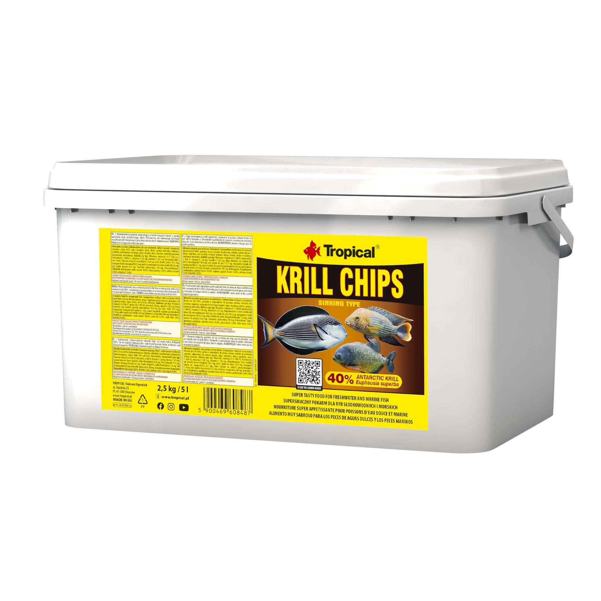 Krill Chips 5L / 2,5kg - Alimento Muy Sabroso para los Peces de Aguas Dulces y los Peces Marinos