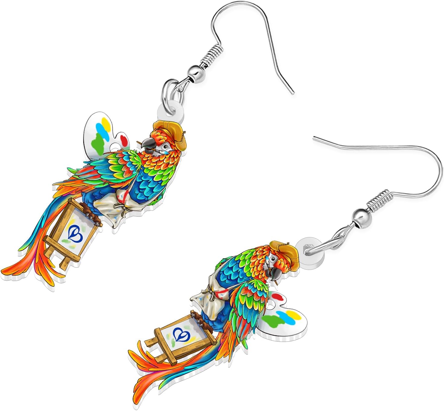 Funny Hawaiian Tropical Bird Parrot Earrings for Women Cute Cocktail Margarita Dangle Earrings Parrot Jewelry for Beach Loves Gifts Party Accessories image 3