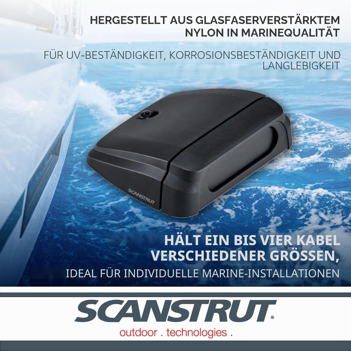 Scanstrut DS-H-Multi-BLK Horizontale Kabeldichtung - IP68 wasserdichte Multi-Kabeleinführung | Marine-Qualität, UV-beständig für Wohnmobil, Boot & Dachinstallationen