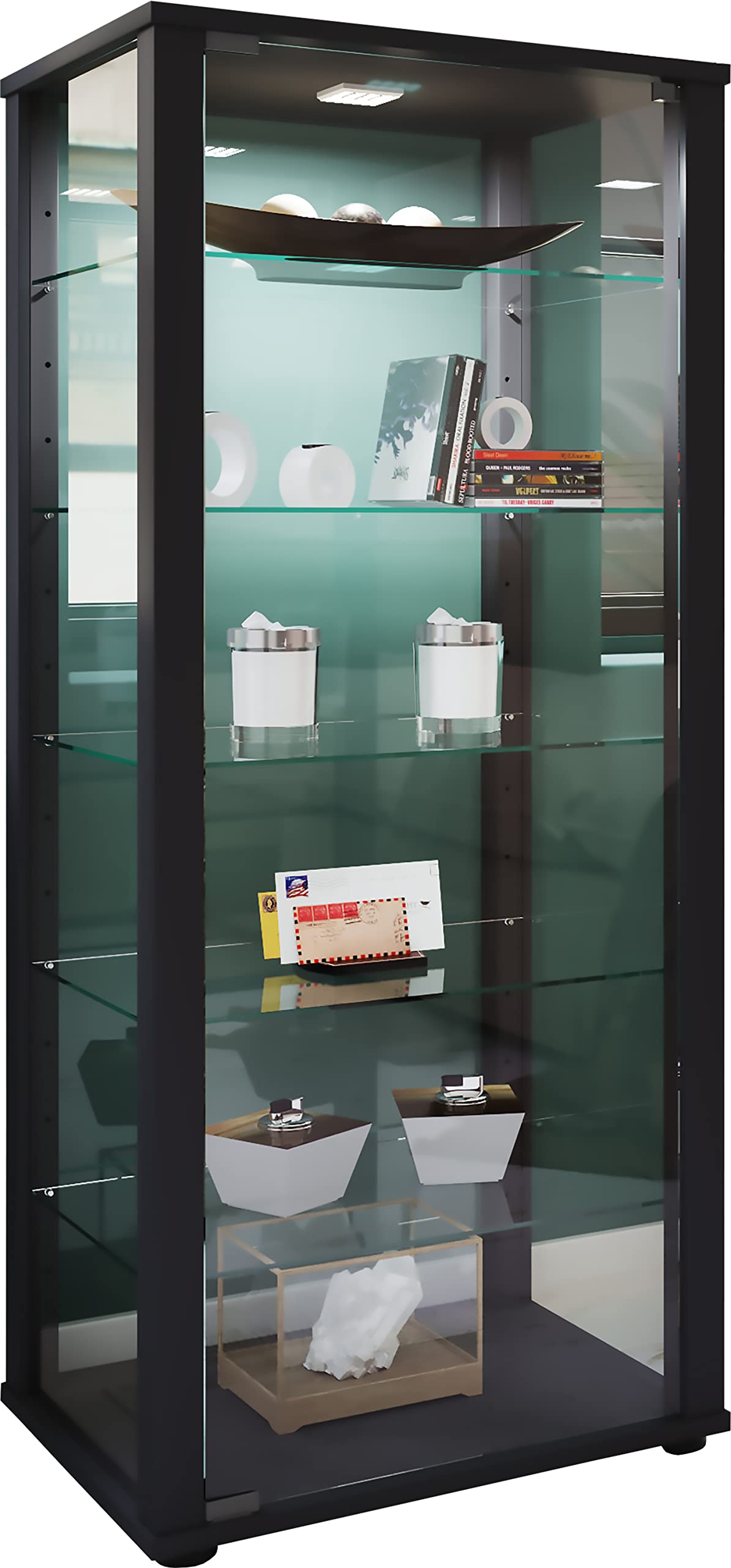 VCM Standvitrine Kavisa – Holz-Glas Sammelvitrine
