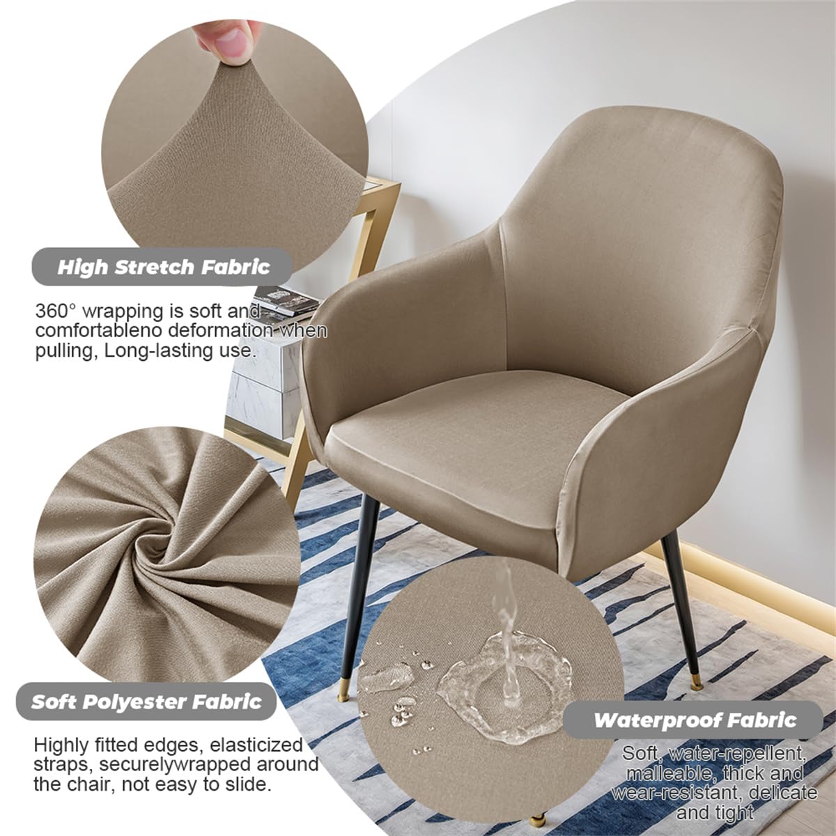 Coprisedie Elasticizzati In Velluto - Universali Per Sedie Con Braccioli, Lavabili - Foto 10