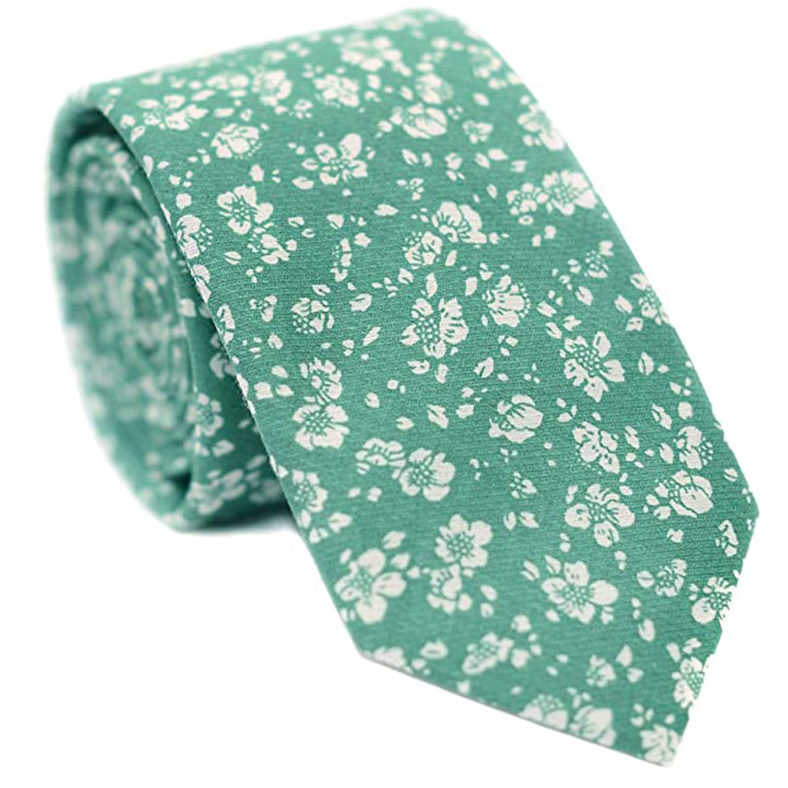 Mantieqingway Men's Cotton Floral Neck Tie 2.56'' Printed Skinny Tie