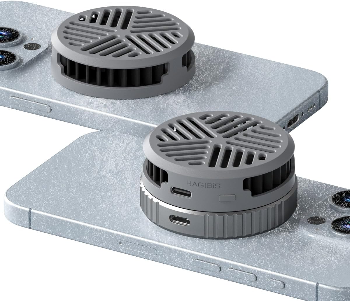 Hagibis Magnetic Cell Phone Cooler Ultrathin Cooling Fan Portable Lightweight Mobile Phone Radiator for iPhone 15 Pro Max, MagSafe Series, iPad Pro, Android, Tablet (Grey)