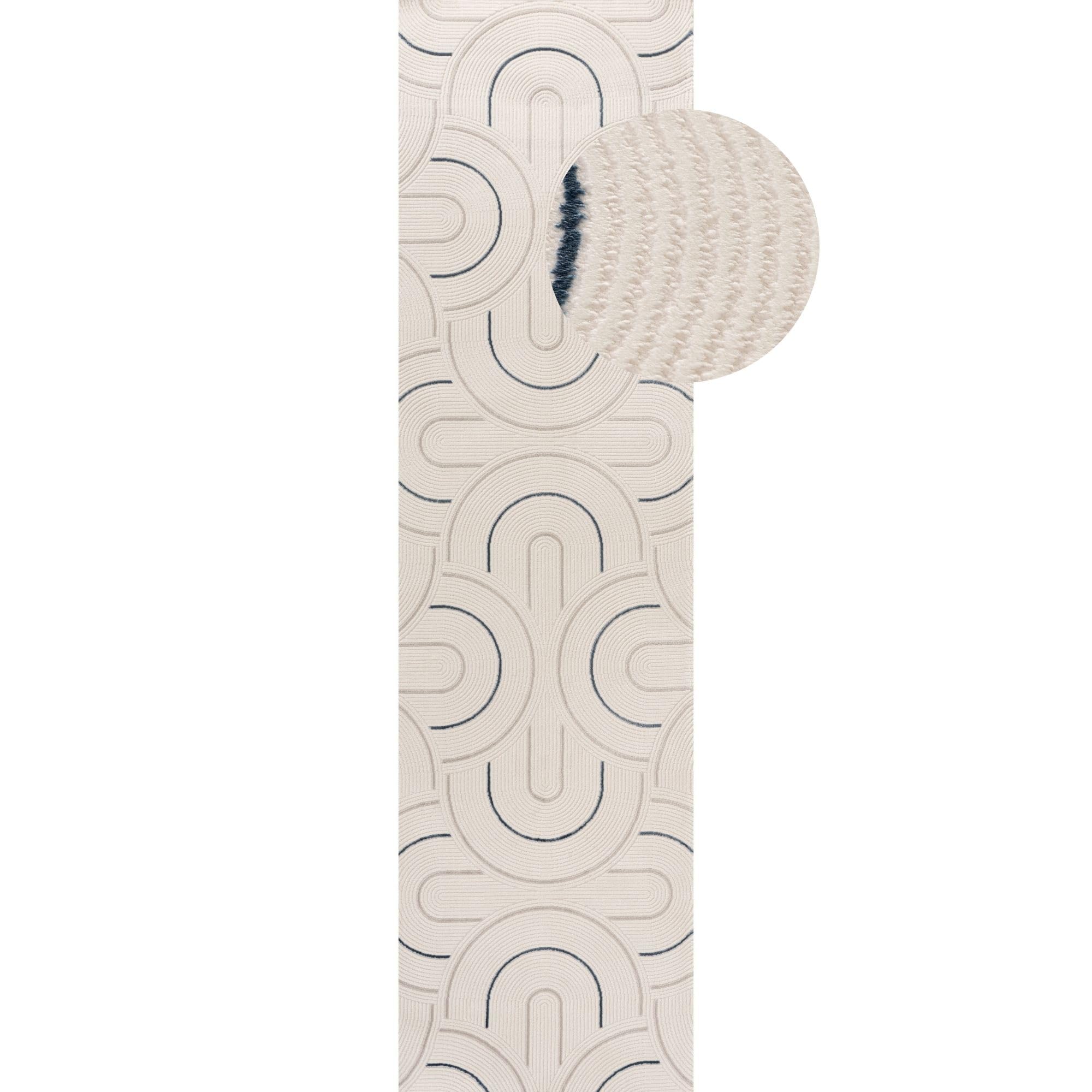 The Rugs Cream/Blue Carmel - Geometric Rug | 6070 - 80X300 Cm