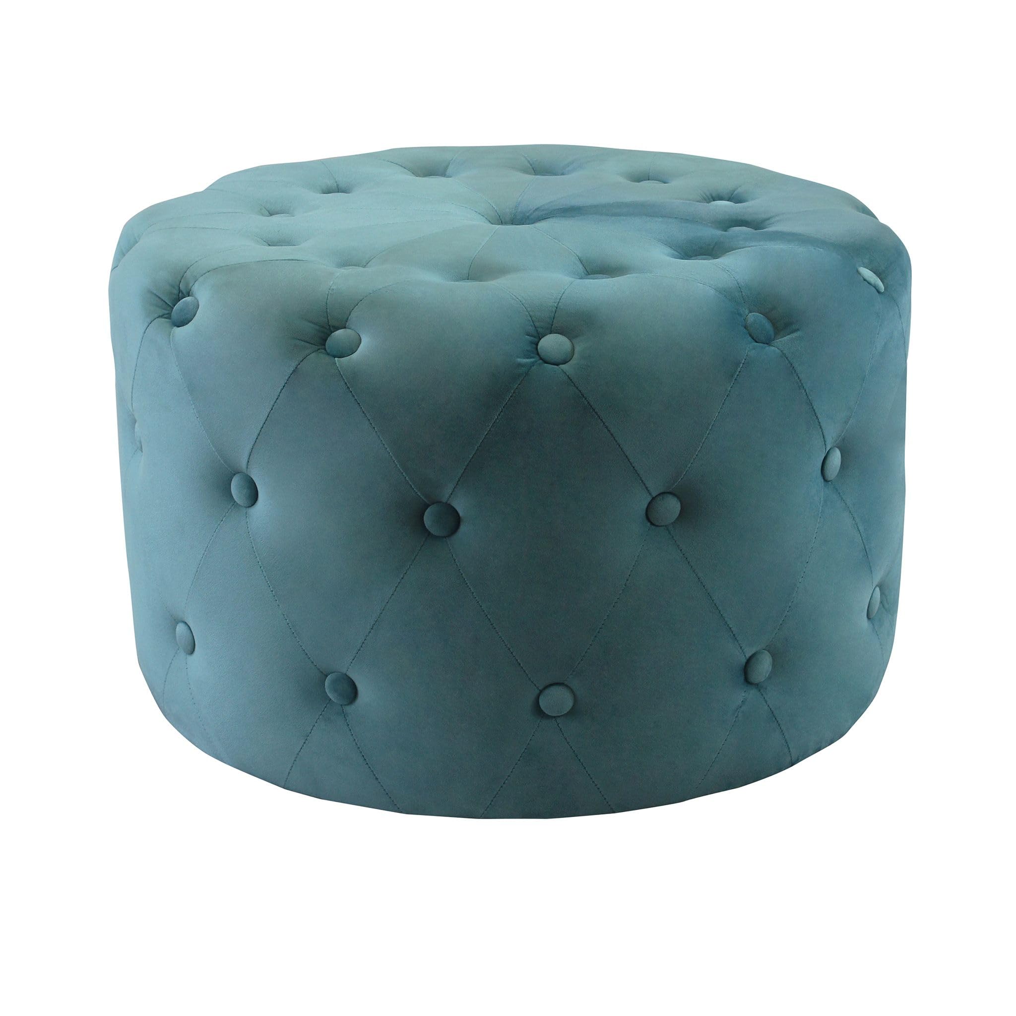 milani home - pouf rotondo, velluto, seduta poggiapiedi, verde, 67 x 67 x 41 cm