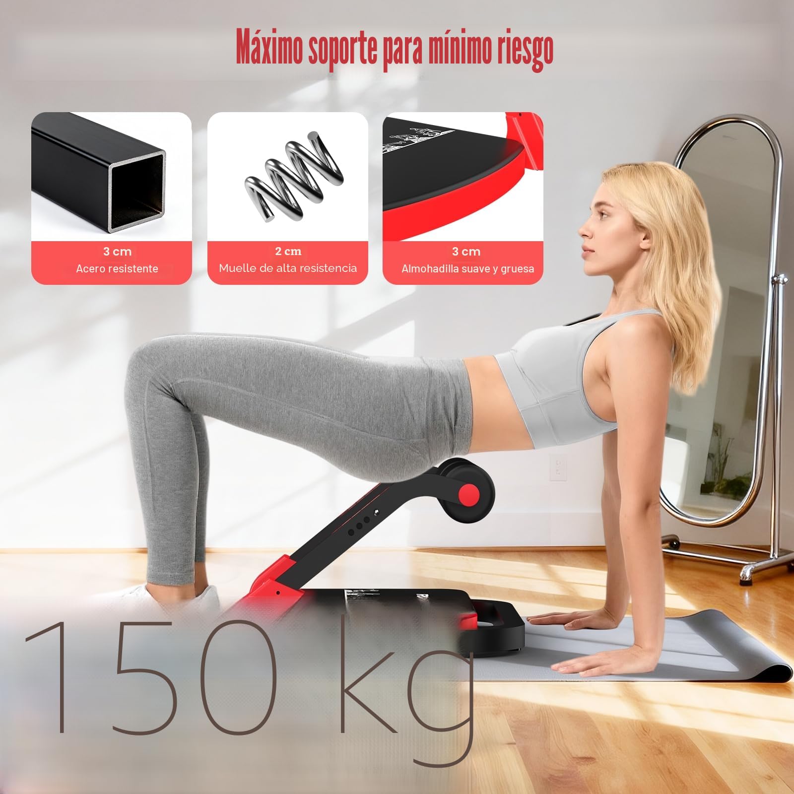 RELIFE REBUILD YOUR LIFE Entrenador de abdominales para el hogar, plegable, 3 niveles de resistencia, abdominales, piernas, abdominales, entrenamiento abdominal