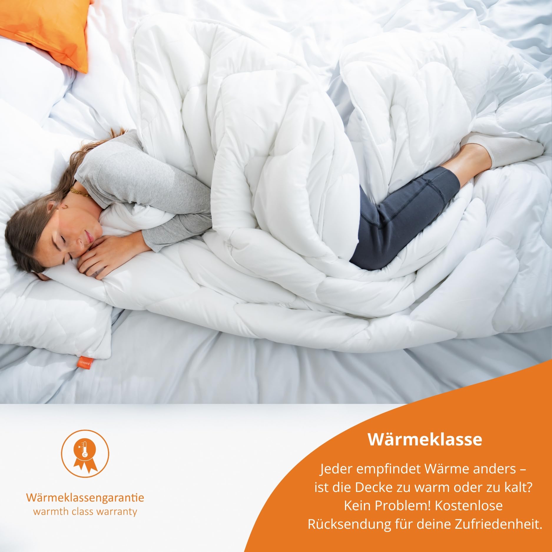 sleepling 4 Jahreszeiten Bettdecke 155x220 Set mit Kissen 80x80, Bettzeug, Decke und Kopfkissen, Vierjahreszeiten Steppdecke 155 x 220, Made in EU, Ökotex, Waschbar 60 Grad, 100% Mikrofaser