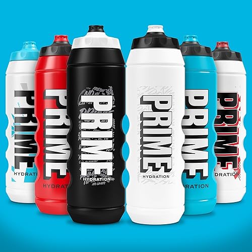 Miniatura 7 de PRIME Botella deportiva de agua apretable de 32 oz en grafiti negro, sin BPA, apta para lavavajillas, diseño ergonómico antiderrame de agarre fácil,