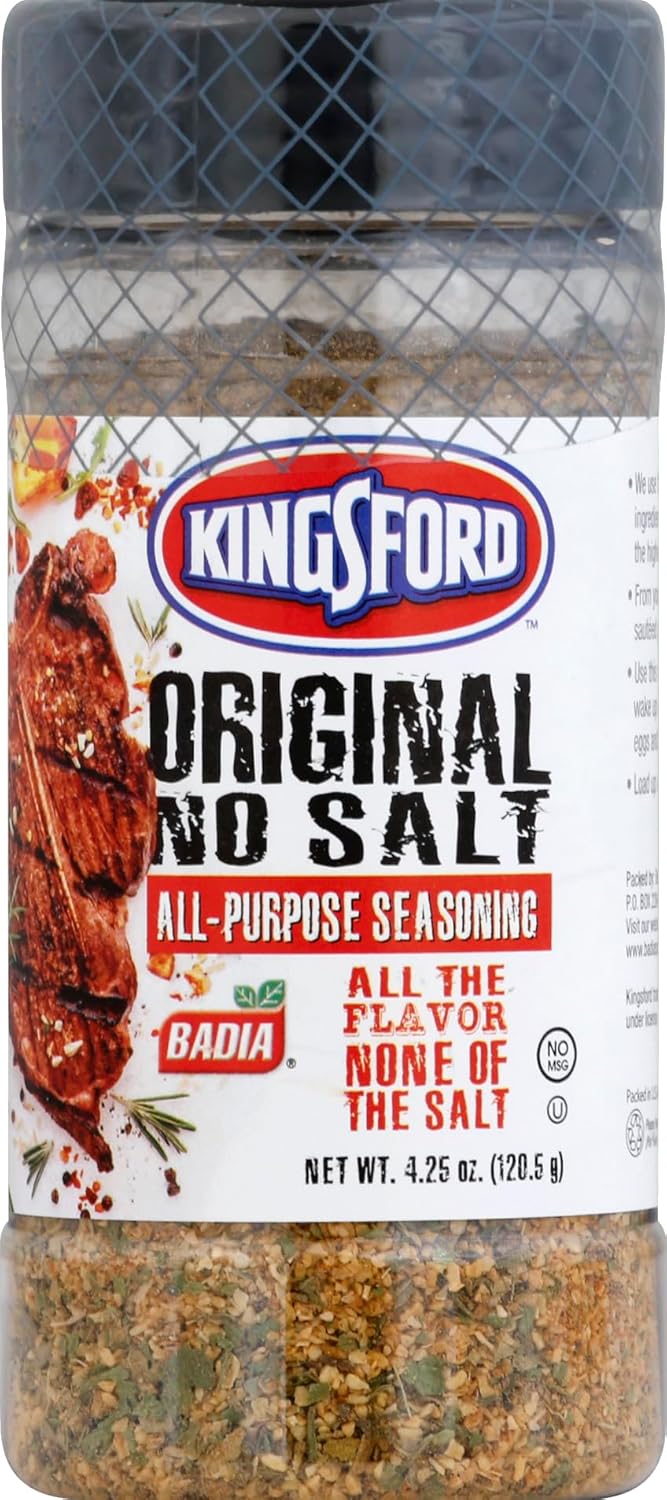 Kingsford Original No Salt All-Purpose Seasoning 4.25 oz – Bold, Savory Taste Flavor with Zero Sodium for Grilling & Roasting