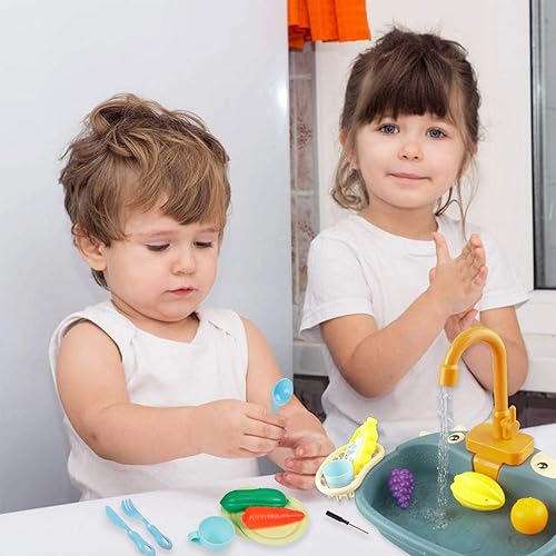 Miniatura 6 de Ruibytree Play Kitchen Fregadero de juguete juguetes de agua para niños con lavavajillas electrónico utensilios de juego de fingir accesorios y
