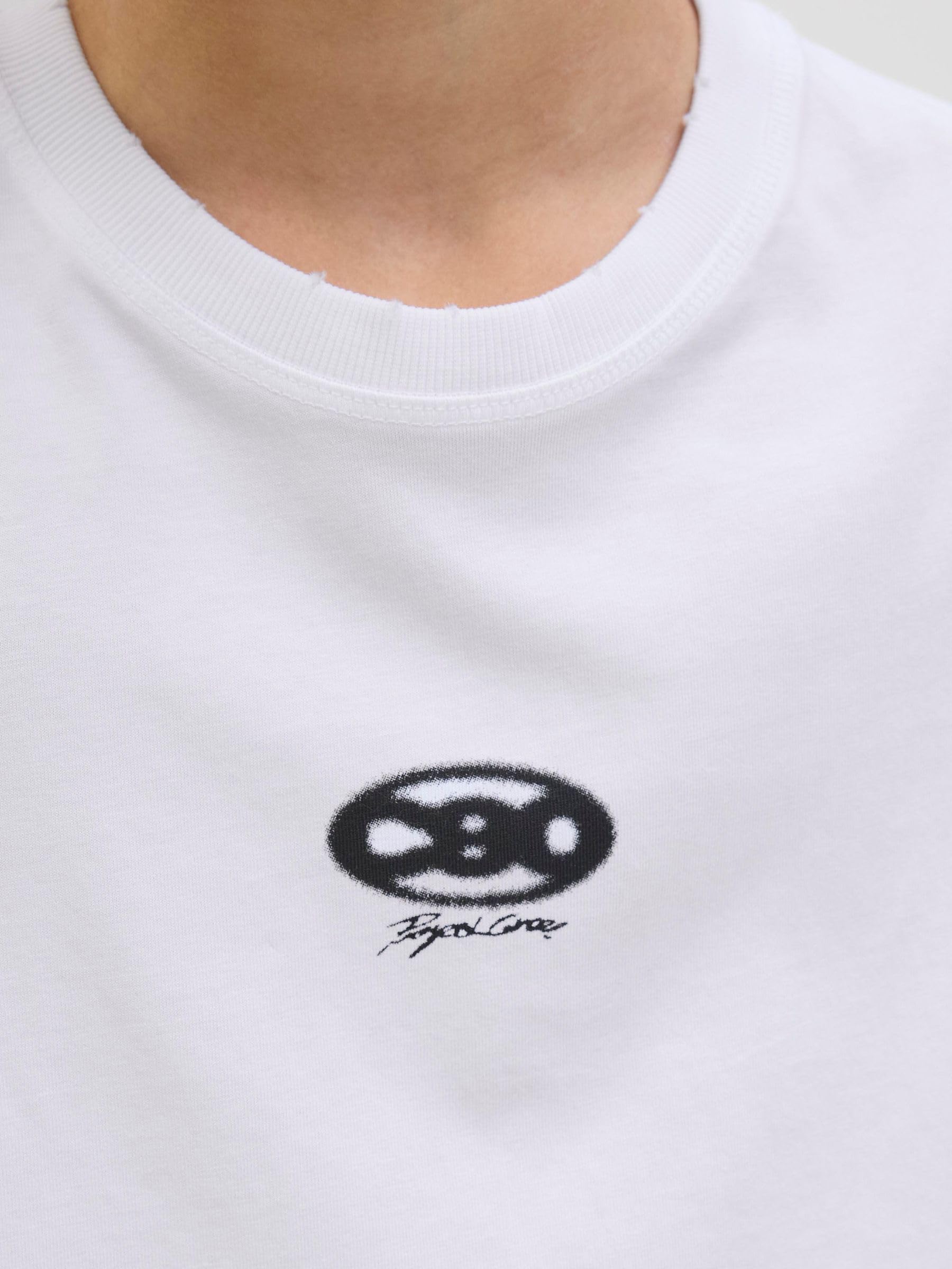 JACK & JONES Męska koszulka Jcostratus Graphic Tee SS Crew NEC Jnr, Bright White, 152