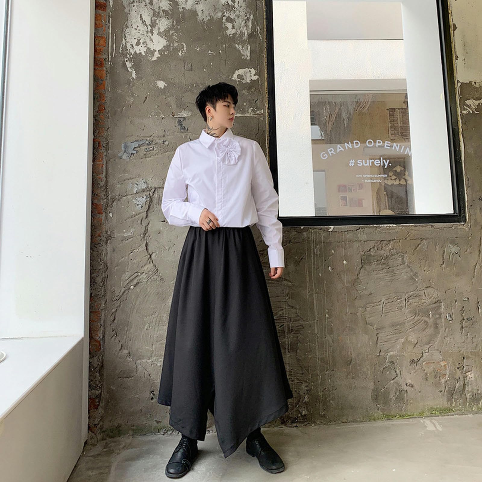 Pantaloni Gonna da Uomo dal Design Estivo dal Design Regolare Pantaloni Corti con Gonna per Giovani Uomini e Donne - Nero - 37