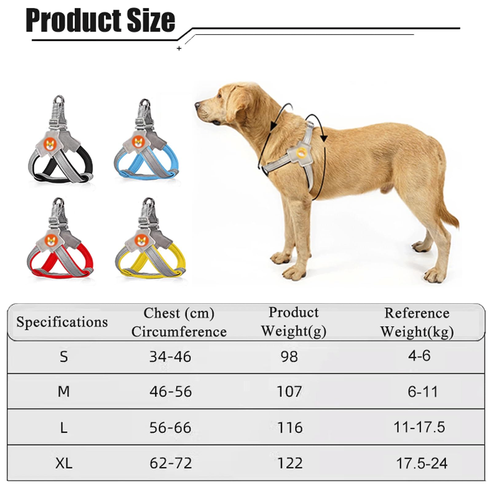 Arnés Antitirones para Perros, Ajustable En Pecho Y Espalda, con Tiras Reflectantes, Transpirable | Adecuado para El Adiestramiento Y Paseo De Perros Pequeños Y Medianos(Blue,S)